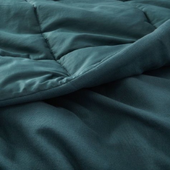 Casaluna KING Heavyweight Linen Blend Duvet Cover Set-  3 pc Dark Teal Green - Picture 4 of 6